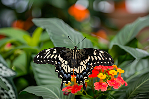 蝴蝶飞虫花朵摄影图