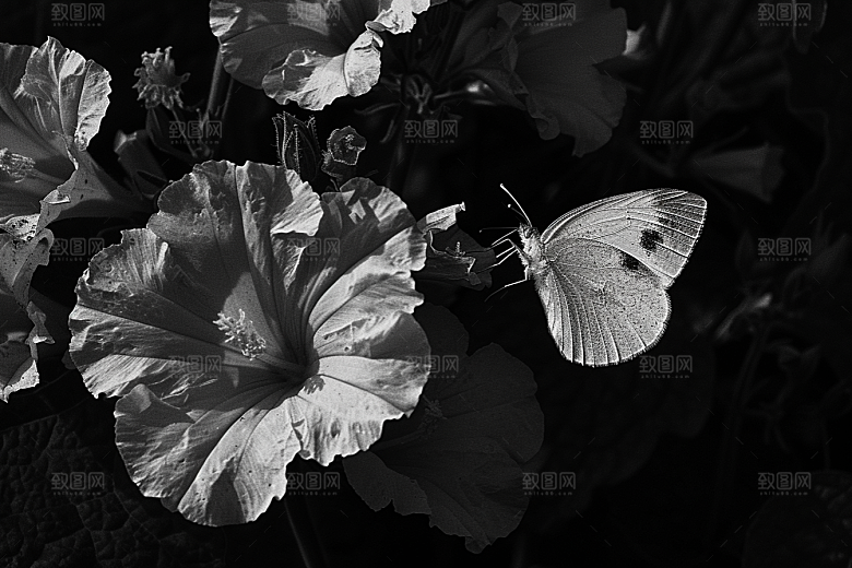 蝴蝶花朵生态摄影图