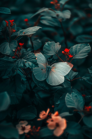 蝴蝶唯美花朵摄影图