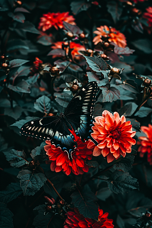 蝴蝶昆虫花卉摄影图