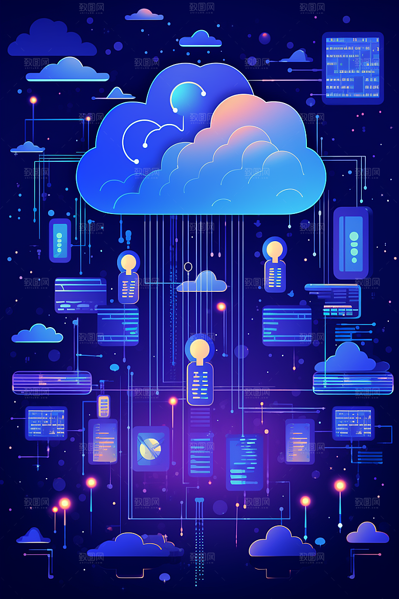 互联网云储存信息技术AI元素
