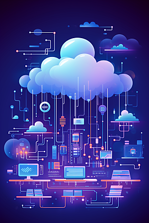 互联网云储存信息技术科技元素