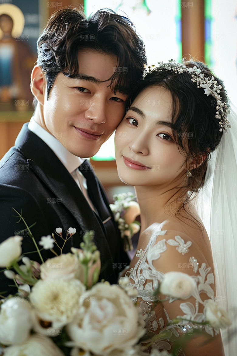 婚纱照情侣氛围摄影图