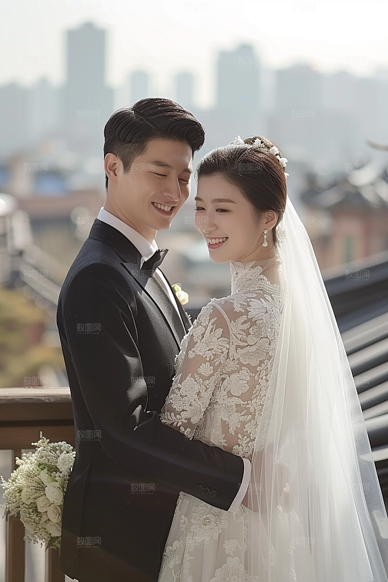 婚纱照夫妻新婚摄影图
