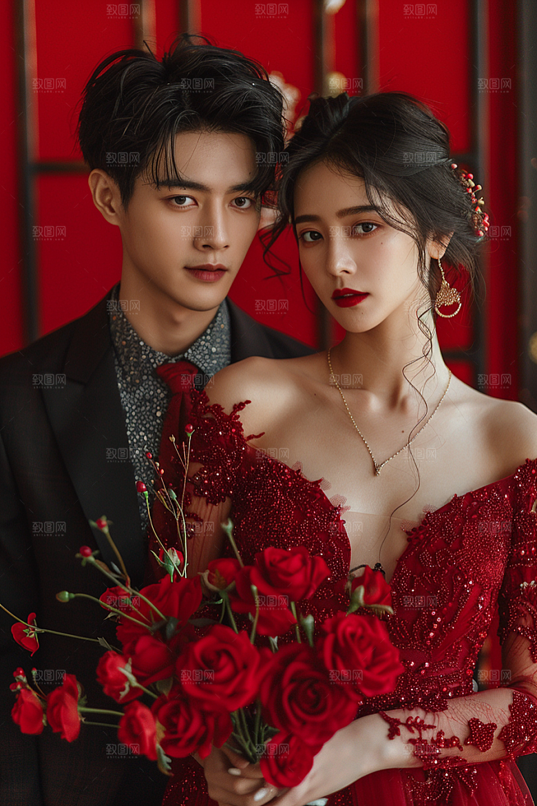 婚纱照唯美氛围摄影图