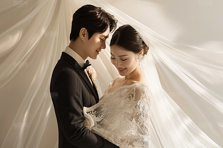婚纱照氛围夫妻摄影图