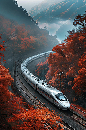 火车轨道交通行驶素材