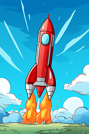 火箭发射未来星空素材