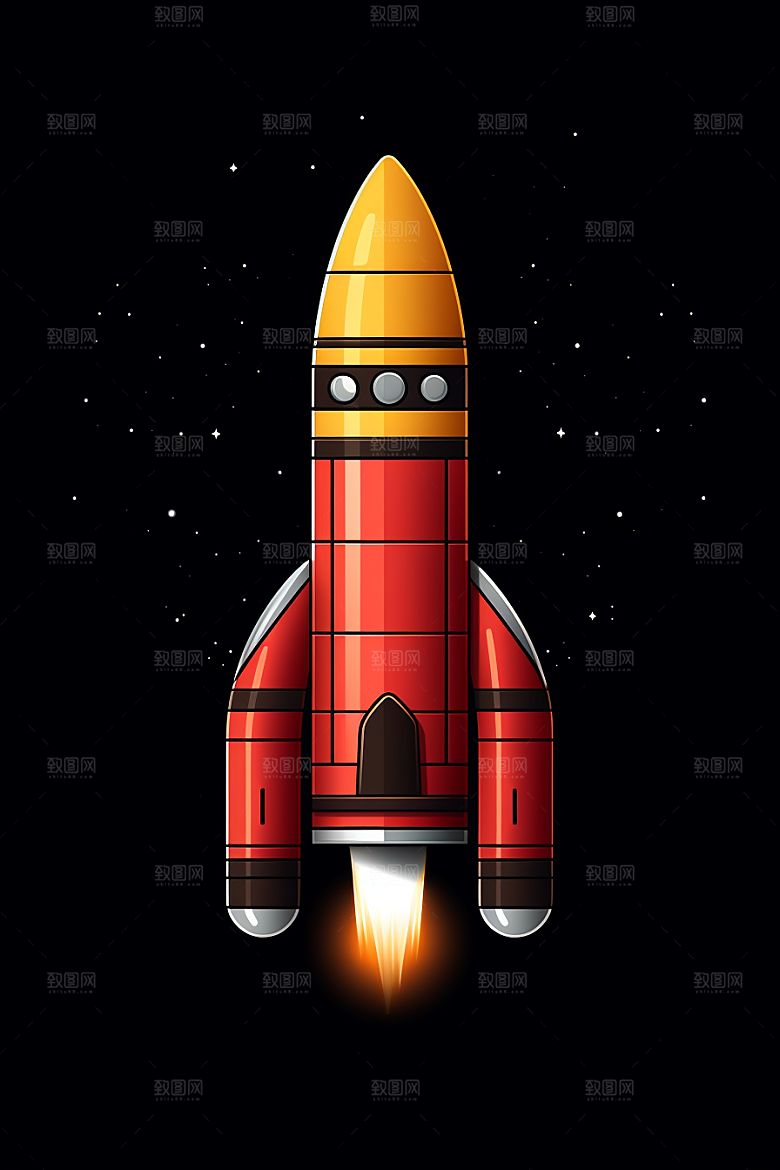 火箭发射插画星空素材