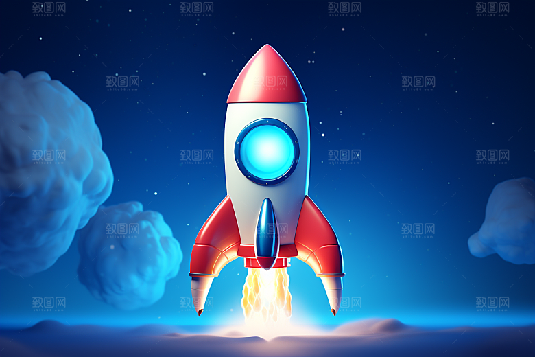 火箭发射星空科技素材