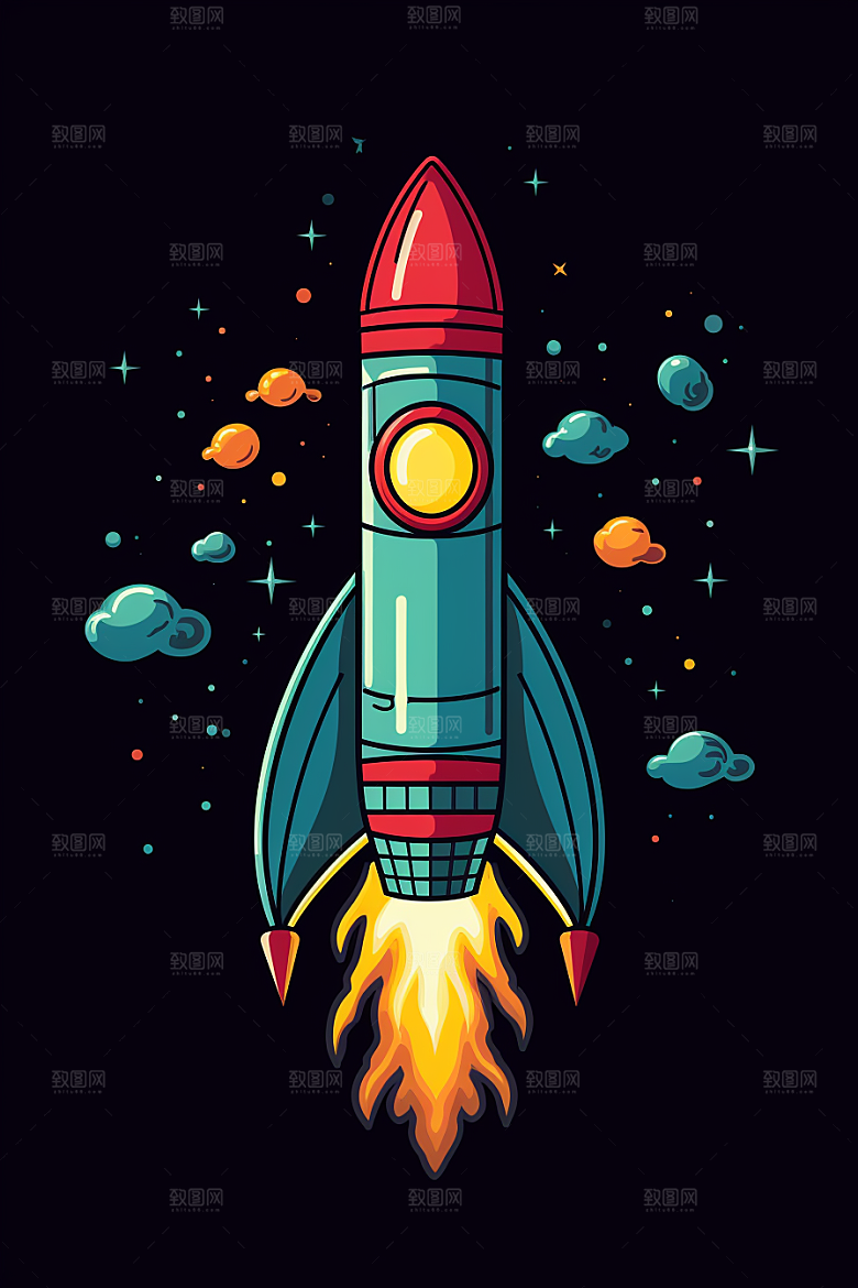 火箭发射星空科技素材
