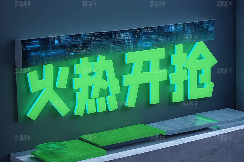 火热开抢抢购立体艺术字