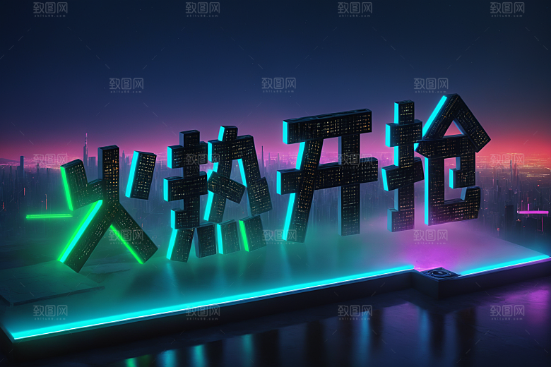 火热开抢赛博朋克促销艺术字