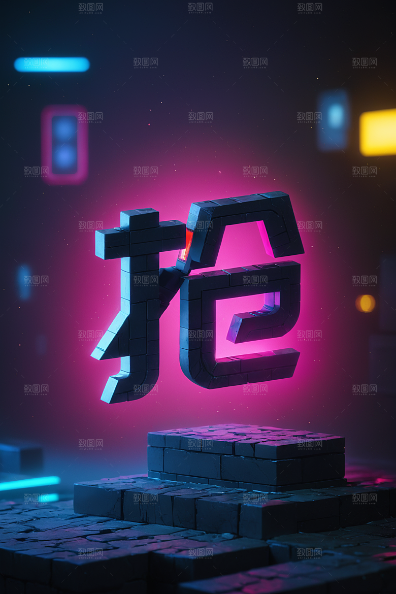 火热开抢促销3D艺术字