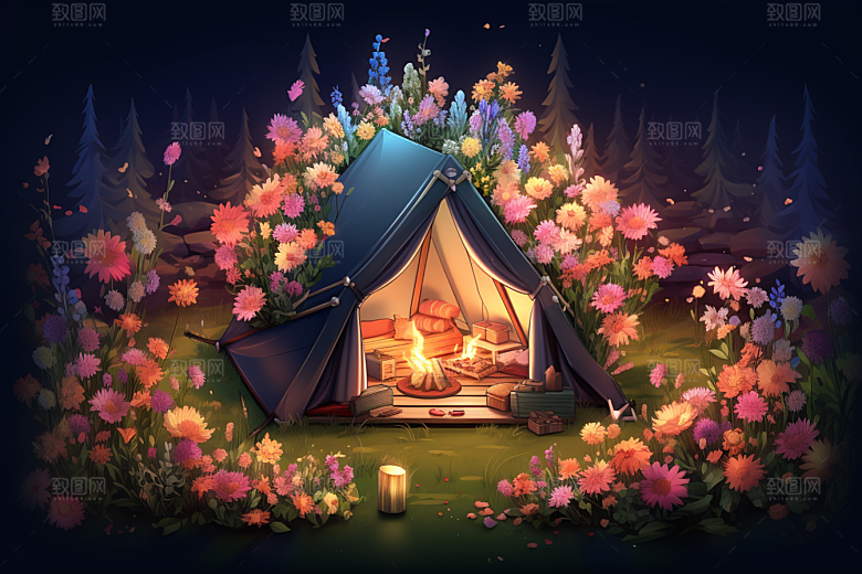 露营帐篷自然踏青模型
