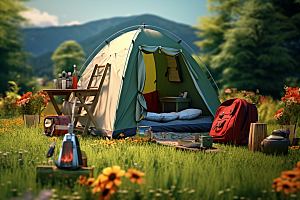 露营帐篷立体户外野营模型