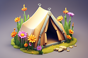 露营帐篷自然3D模型