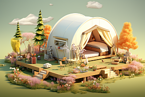 露营帐篷户外野营立体模型