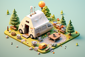 露营帐篷春日3D模型
