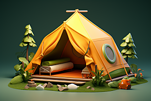 露营帐篷立体清新模型