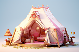 露营帐篷户外野营森林模型
