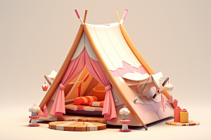 露营帐篷自然踏青模型