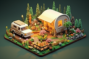 露营帐篷野炊3D模型
