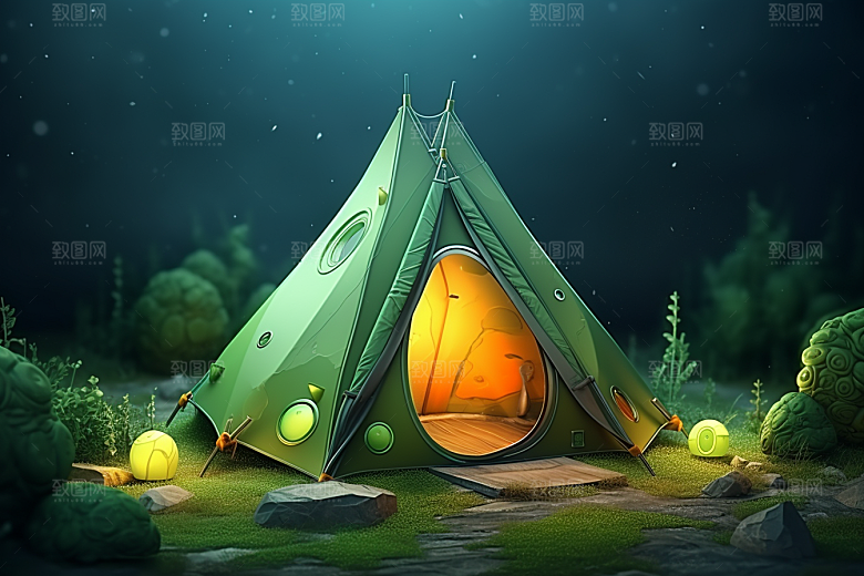 露营帐篷踏青徒步模型