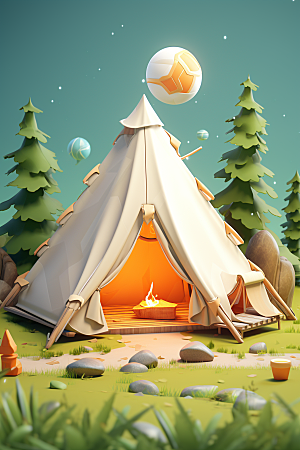 露营帐篷户外野营立体模型