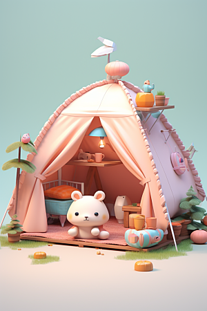 露营帐篷春日3D模型