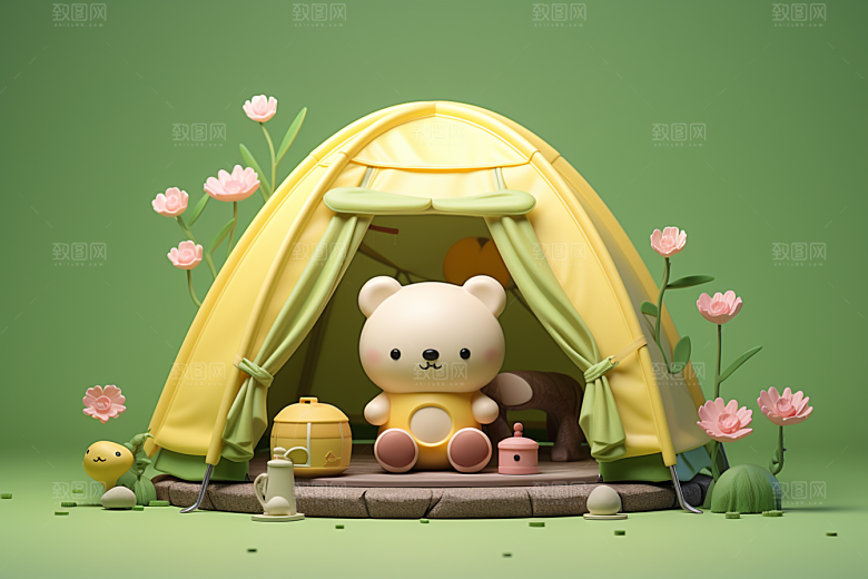 露营帐篷立体徒步模型