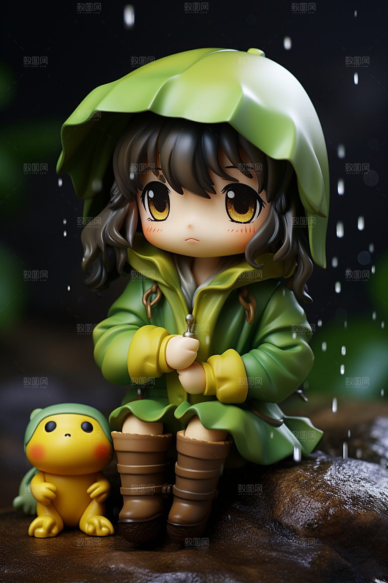 户外赏花小女孩人物春季模型