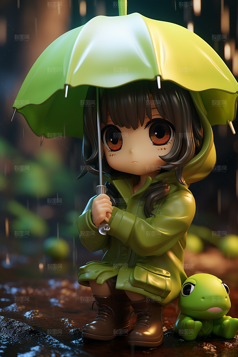 户外赏花小女孩3D花季模型