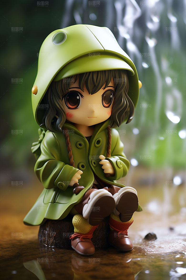 户外赏花小女孩IP踏青模型