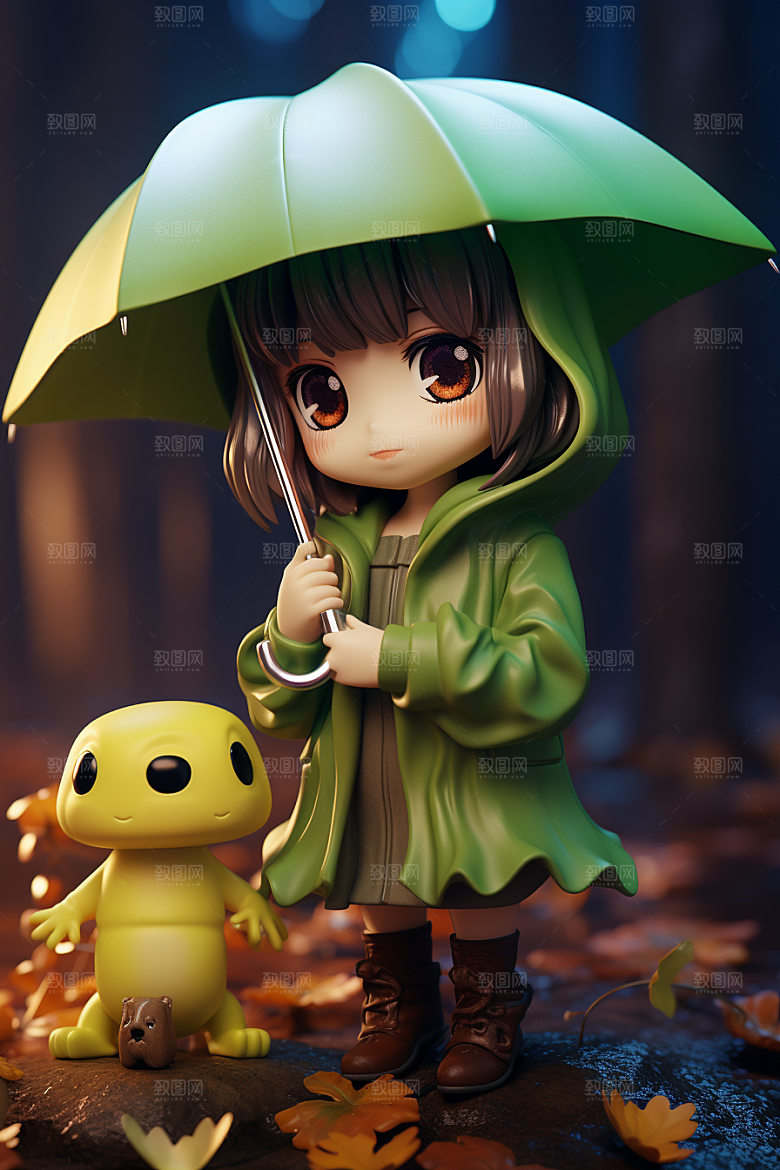 户外赏花小女孩春天花季模型