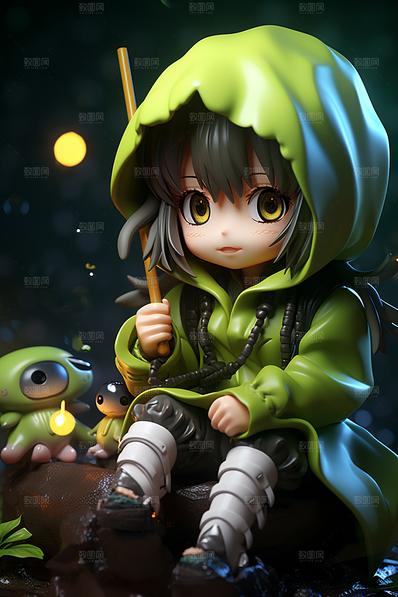 户外赏花小女孩小清新3D模型
