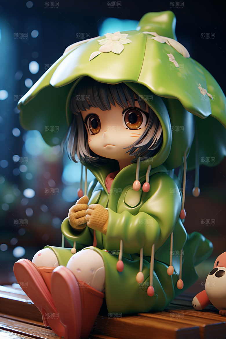 户外赏花小女孩春天花季模型
