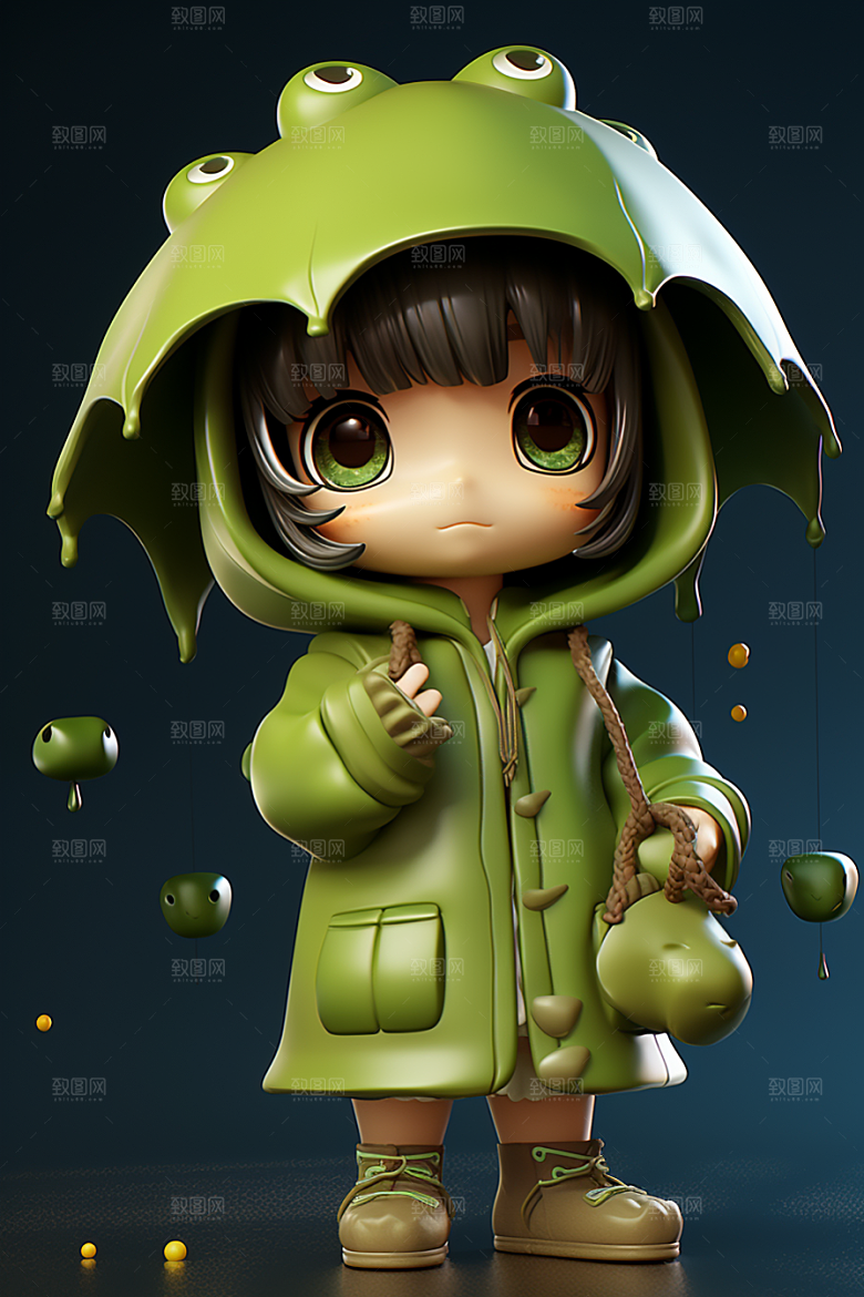 户外赏花小女孩小清新3D模型