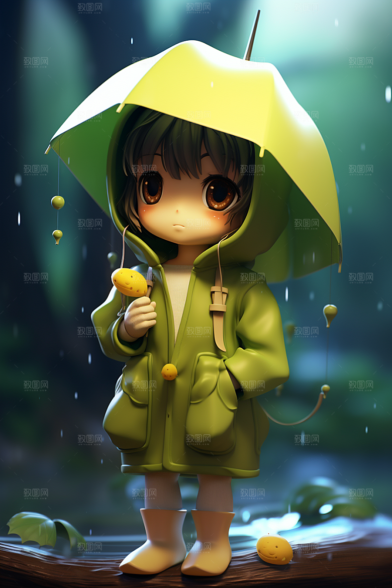 户外赏花小女孩可爱3D模型