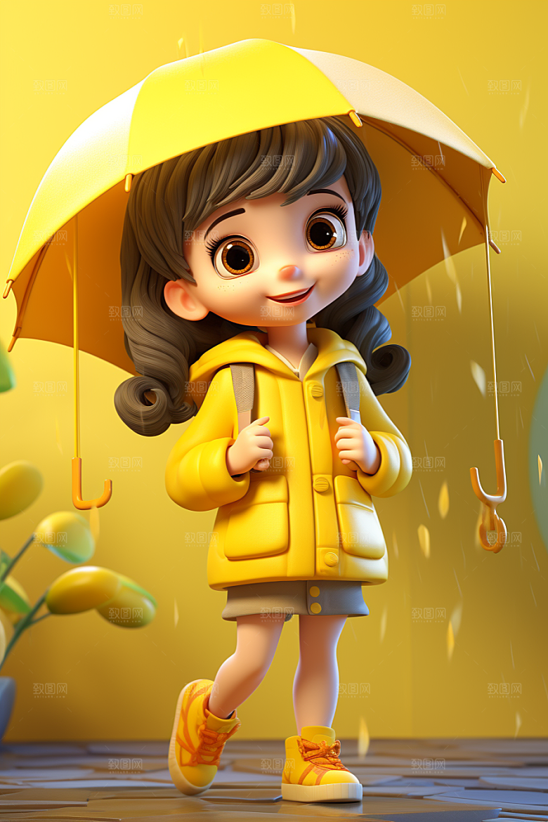户外赏花小女孩立体3D模型