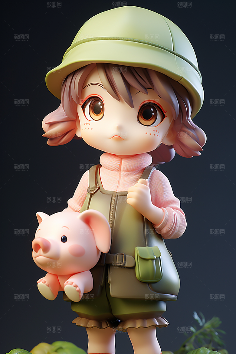 户外赏花小女孩IP人物模型