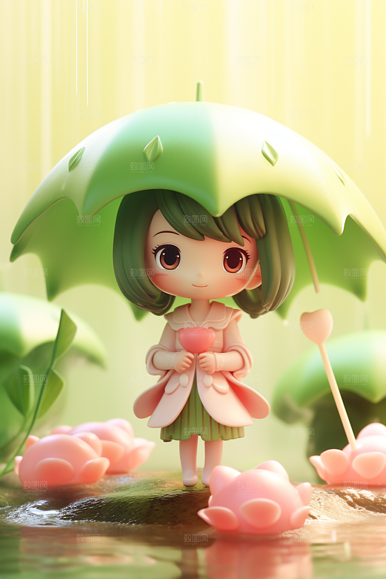 户外赏花小女孩可爱踏青模型