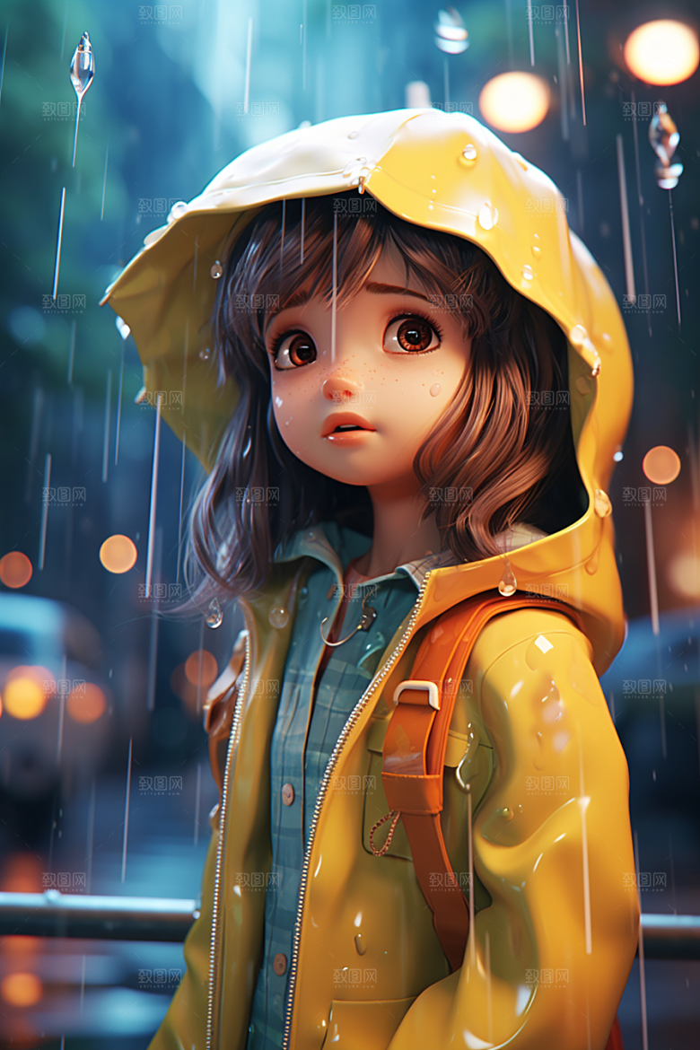 户外赏花小女孩春季花季模型