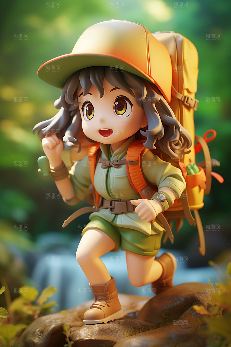 户外赏花小女孩春天春季模型