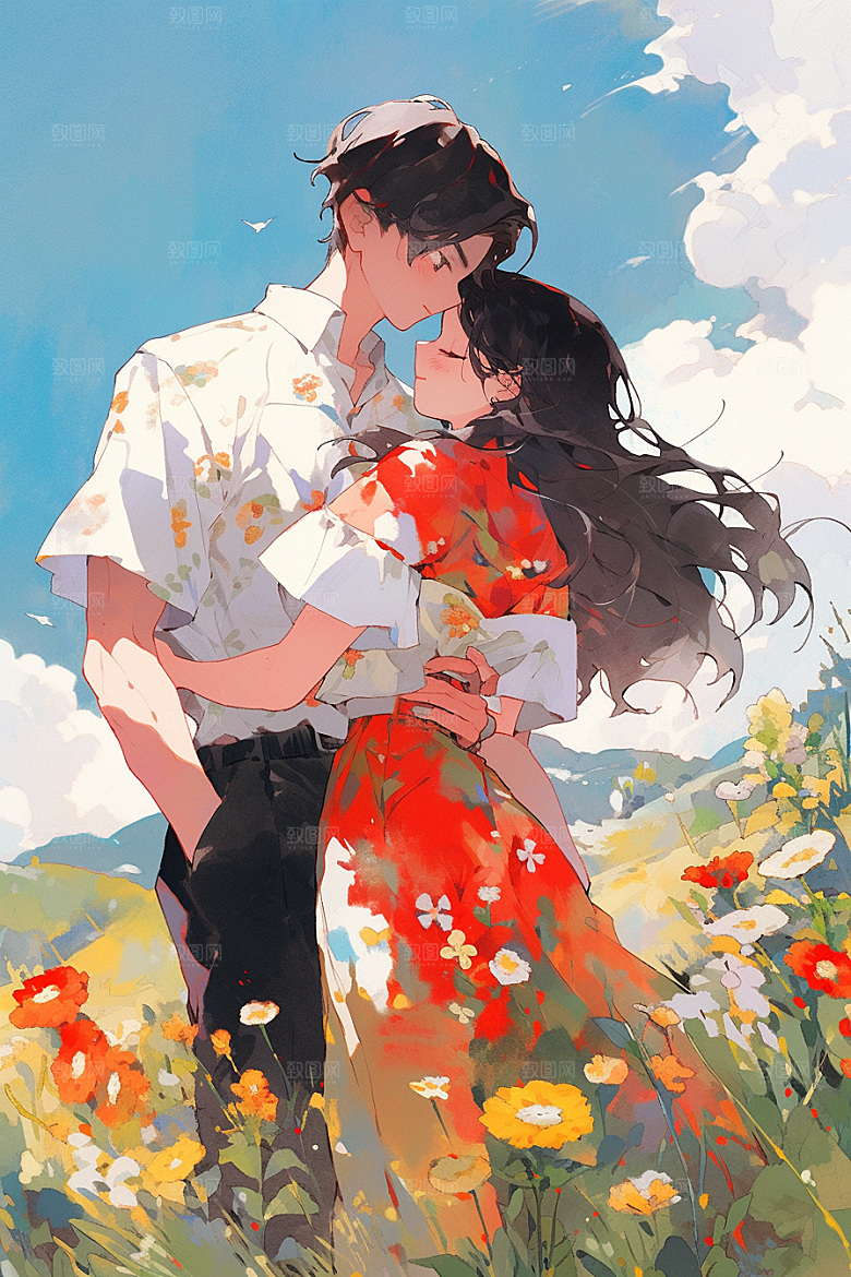 旅途中的风景旅行花草插画