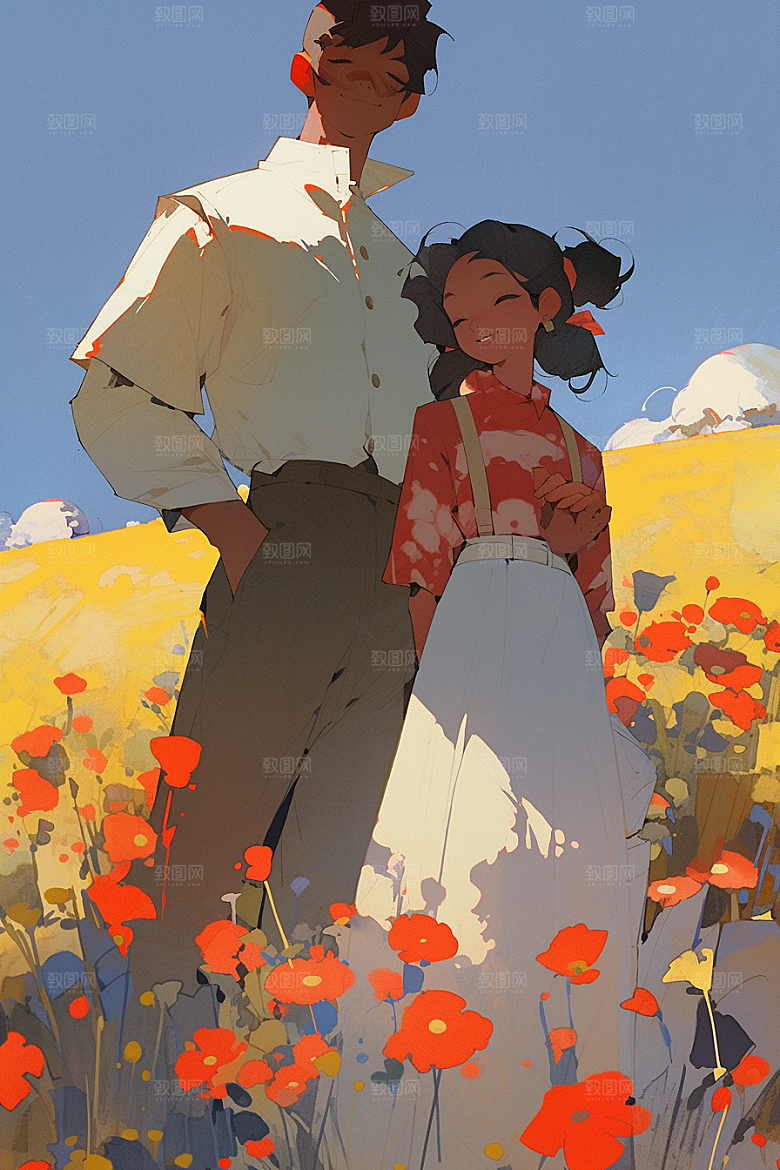 旅途中的风景户外晴朗插画