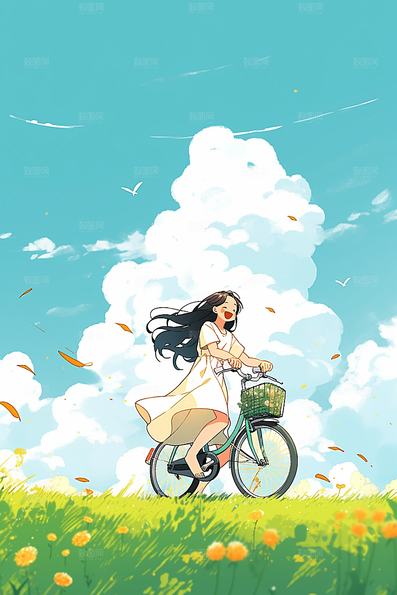 旅途中的风景自然出游插画