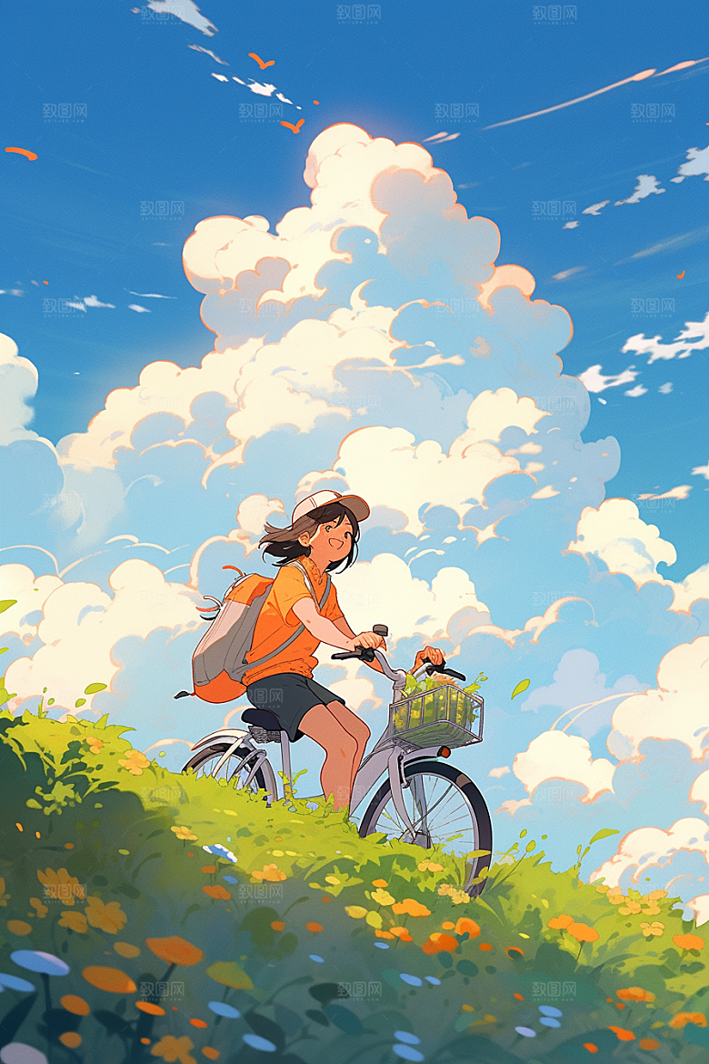 旅途中的风景美景自然插画