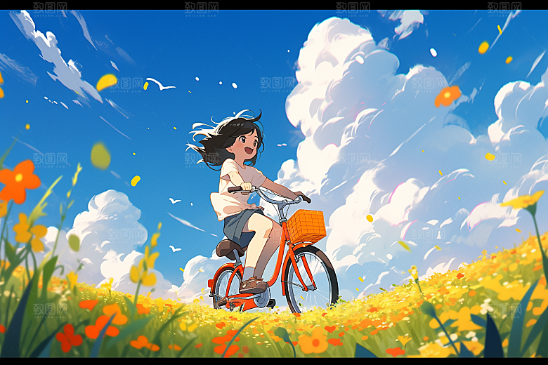 旅途中的风景旷野旅游插画