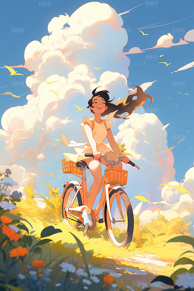 旅途中的风景旷野出游插画